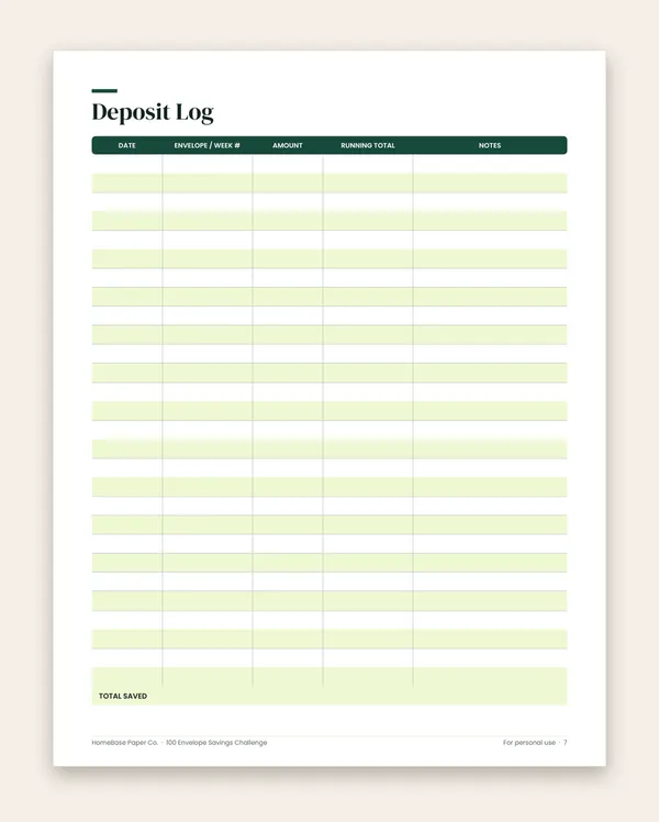 100 Envelope Savings Challenge: Page 7 of 8