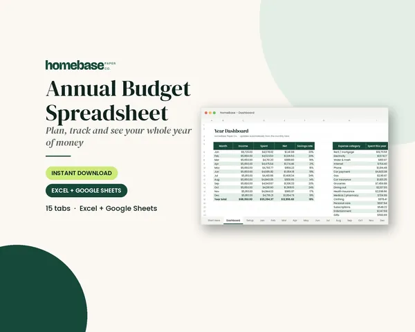 Annual Budget Spreadsheet – cover