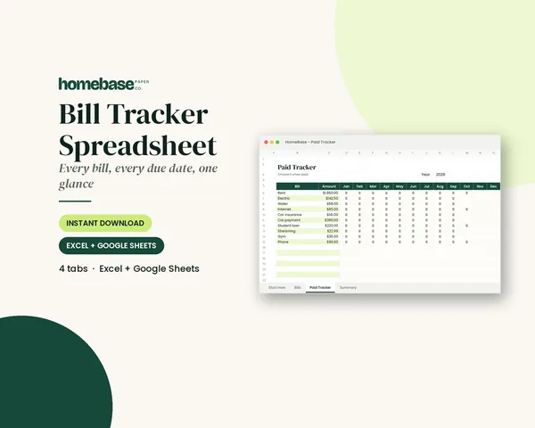Bill Tracker Spreadsheet – cover