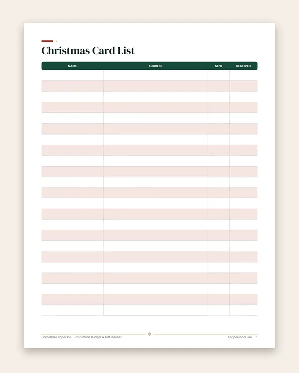 Christmas Budget & Gift Planner: Page 5 of 11