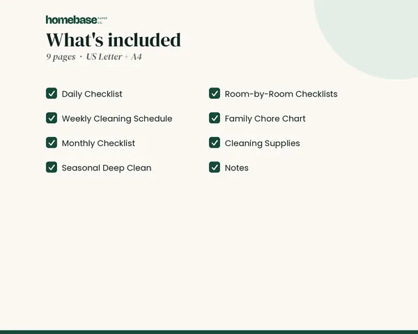 Cleaning Schedule – what's included