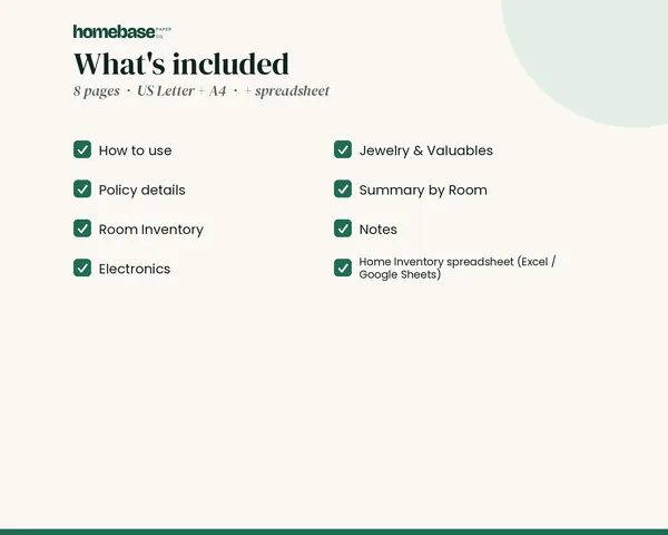 Home Inventory – what's included
