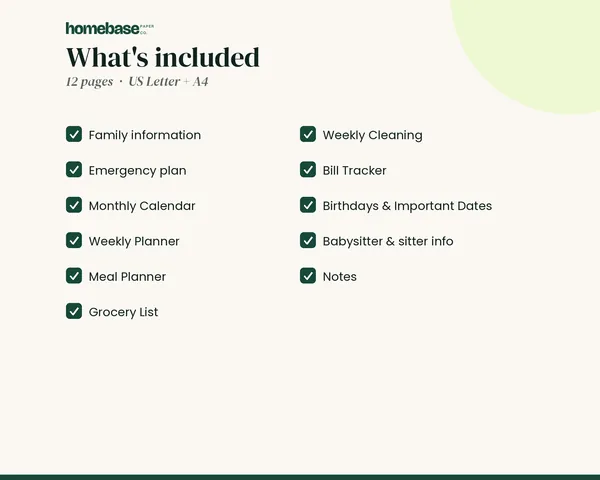 Household Binder – what's included