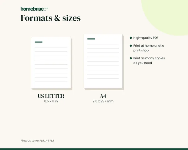 Household Binder – formats and sizes