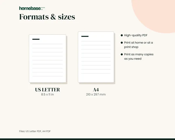 Kids Chore Chart – formats and sizes