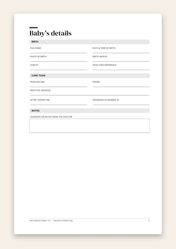 Newborn Baby Log (Paperback): Page 3 of 120