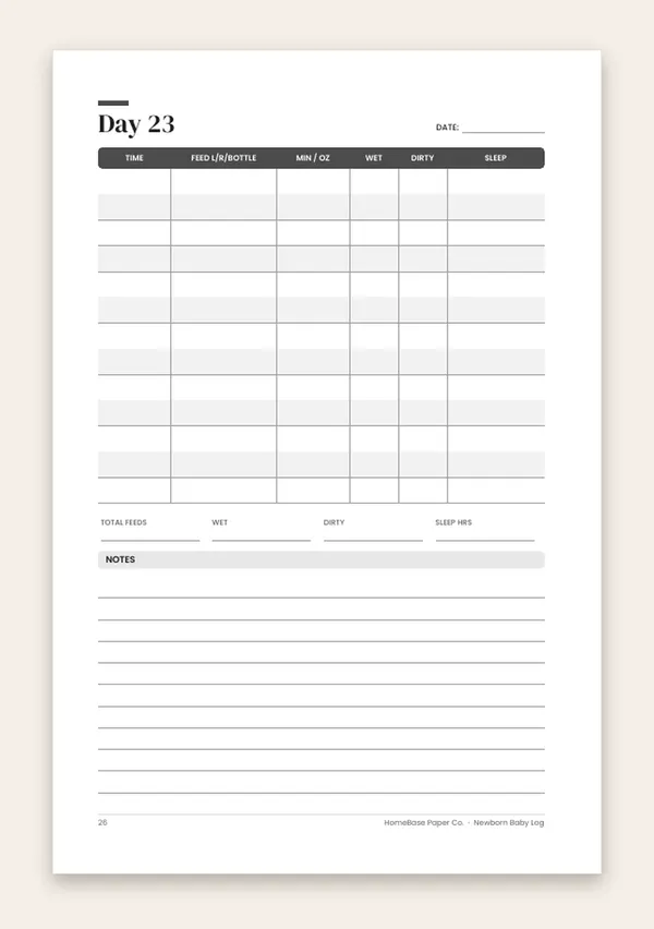 Newborn Baby Log (Paperback) – inside: Page 26 of 120