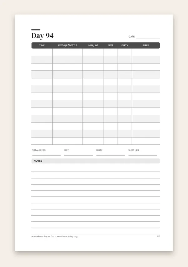 Newborn Baby Log (Paperback): Page 97 of 120