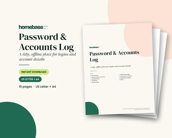 Password & Accounts Log – cover