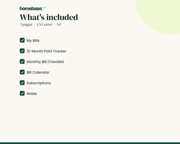 Bill Tracker Printable – what's included