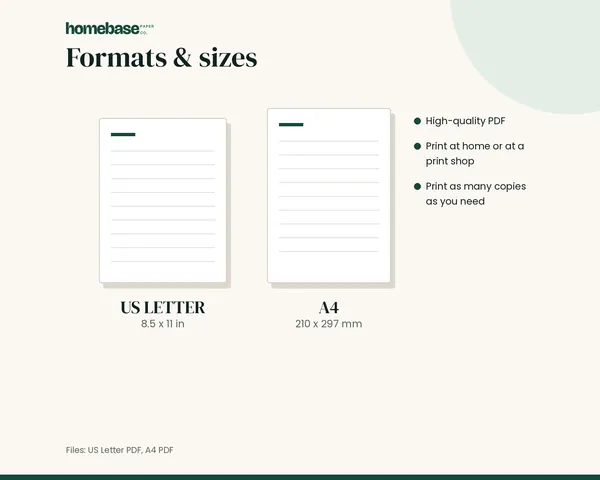 Budget Planner Printable – formats and sizes