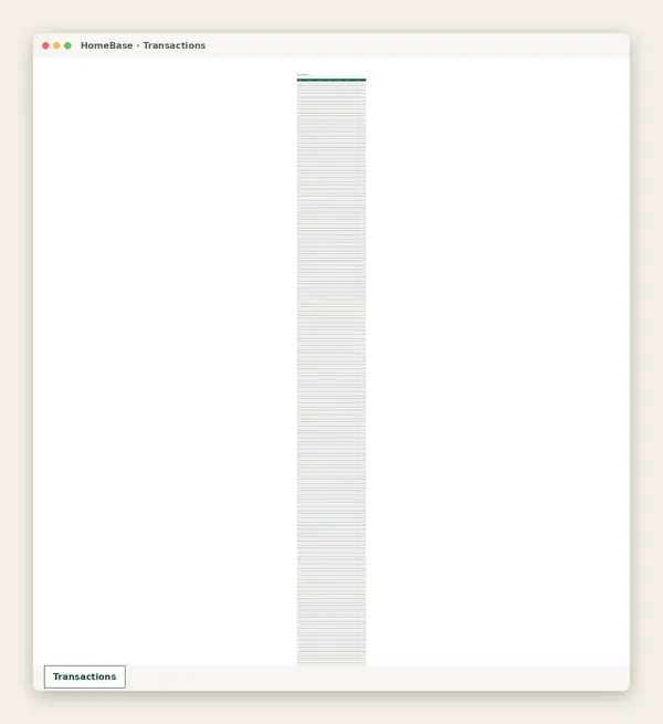 Rental Property Tracker: Spreadsheet tab: Transactions