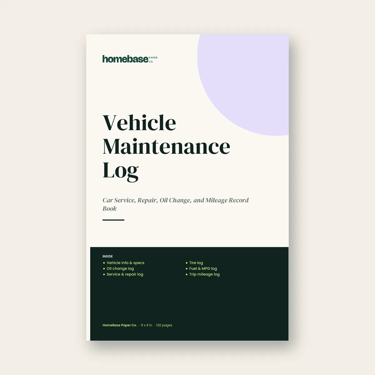 Vehicle Maintenance Log paperback cover