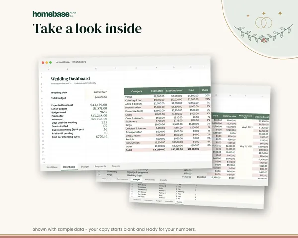 Wedding Budget Spreadsheet – page preview