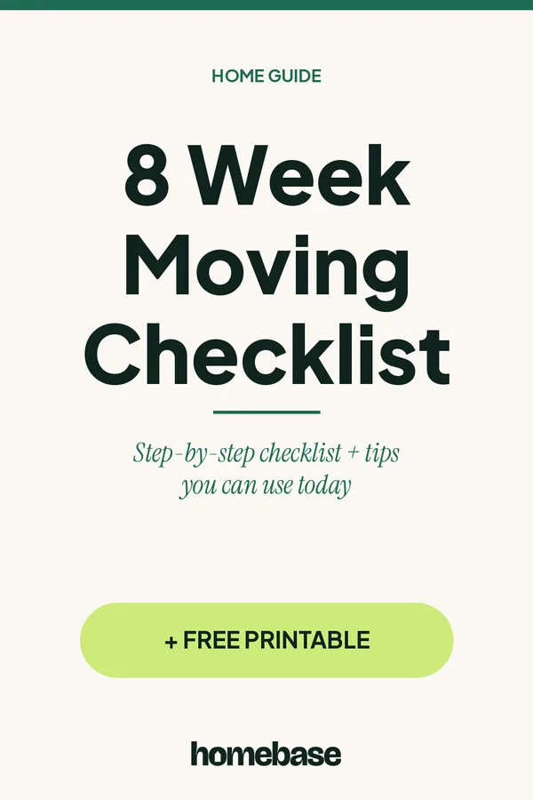 The Ultimate Moving Checklist: An 8-Week Timeline From Planning to Unpacking - Pinterest graphic
